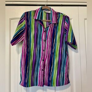 Vintage Yves St. Clair Colorful Striped Button-Down Blouse | Size 10